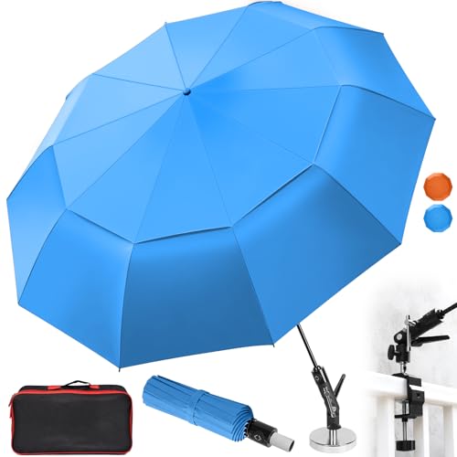Image of WARMOASIS New 60" Compact Magnetic Umbrella,Designed for Outdoor Work,600lb Strong Suction Hvac Umbrella With Magnetic Base & Clamp(Blue)