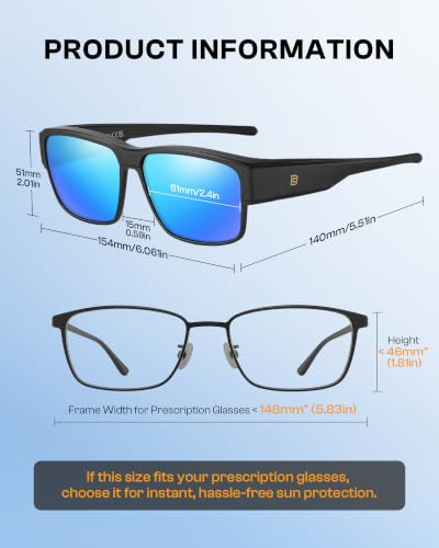 Image of DUCO Polarized Fit Over Sunglasses for Men and Women UV400 Protection Retro Square Wrap Around Shades for Driving Riding 8986
