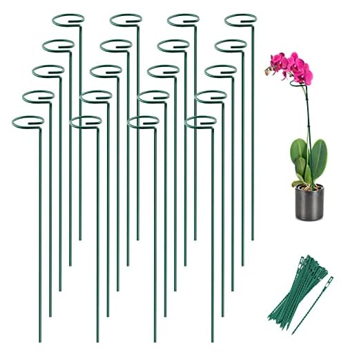 Joyhalo 12 Pack Plant Stakes, 16 Inch Plant Support Stakes, Plant Sticks Support with 24 Twist Ties, Flower Stakes for Plants Peony, Amaryllis, Marigold, Coreopsis, Tomato Seedling, Sapling Etc