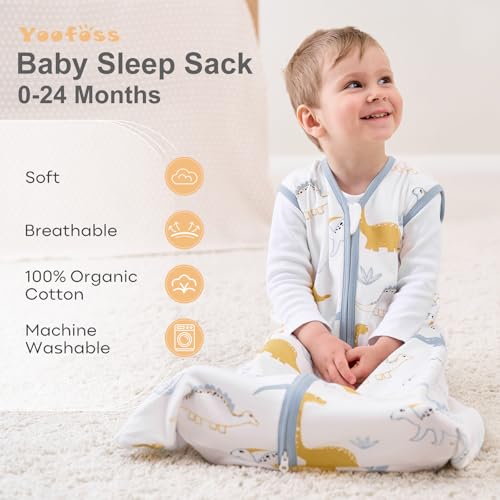 Image of Yoofoss Baby Sleep Sack 0-6 Months Wearable Blanket for Babies 100% Organic Cotton 2-Way Zipper TOG 0.5 Toddler Sleeping Sack 3 Pack, Comfy Lightweight Sleep Sacks