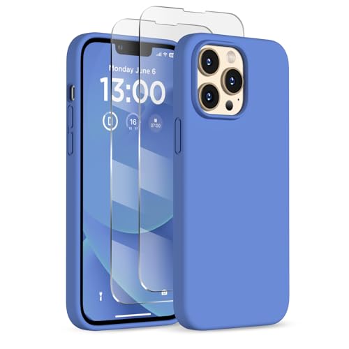 Coque iPhone 13 Pro antichoc fine silicone liquide bleu 6,1 pouces
