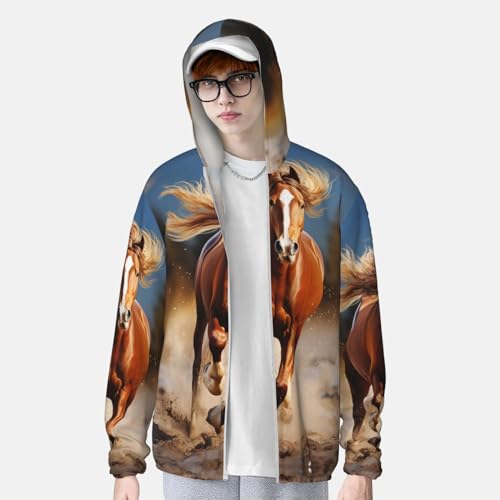 Sun Shirts Red Runing Horse Printed Sun Protection Hoodie Rash Guard Shirt Long Sleeve Fishing Running Outdoor4