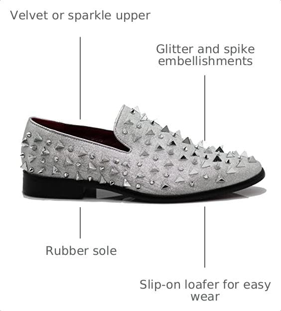Image of SPK16 Men's Vintage Spike Dress Loafers Slip On Fashion Shoes Classic Tuxedo Dress Shoes