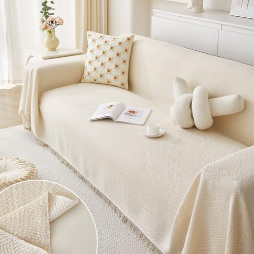 Funda de sofá reversible de tela de sarga para protección de cama y sofá, color marrón y negro, 4 plazas Plus (180 x 420 cm)