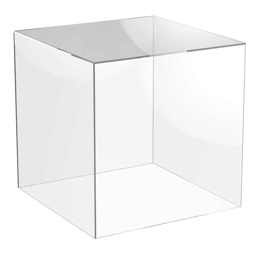 Acrylic Cube Display Stand Square 5 Sided Box Perspex Tray Retail Shop Holder 5mm Thick (Clear Acrylic, 500 x 500 x 500)