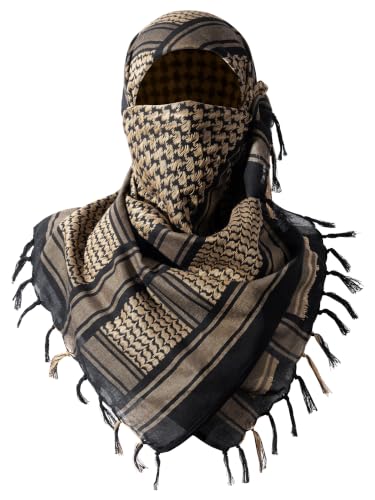 Image of FREE SOLDIER 100% Cotton Scarf Military Shemagh Tactical Desert Keffiyeh Head Neck Scarf Arab Wrap with Tassel 43x43 inches