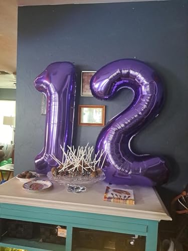 Image of Number Balloons 2 Balloon 40 inch Purple for 2nd Birthday Party Decorations | Saturated Color, Large 40 in, With Straw & Hanging Hole, For Back-to-School Season, Wedding, Christmas, New Year, Anniversary