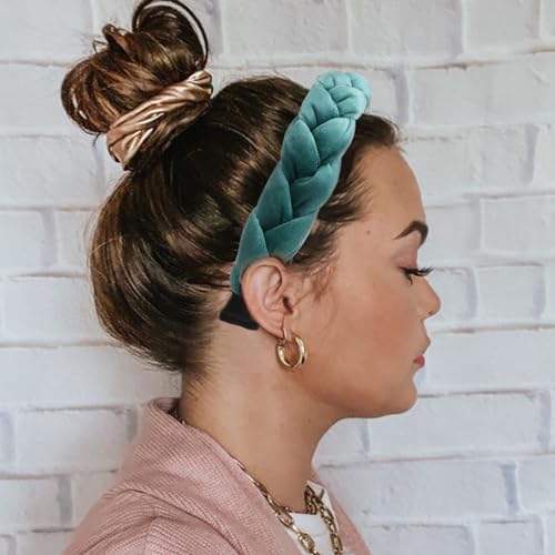 Image of DRESHOW Braided Headbands for Women Velvet Hair Hoop Elastic Criss Cross Hair Bands Accessories