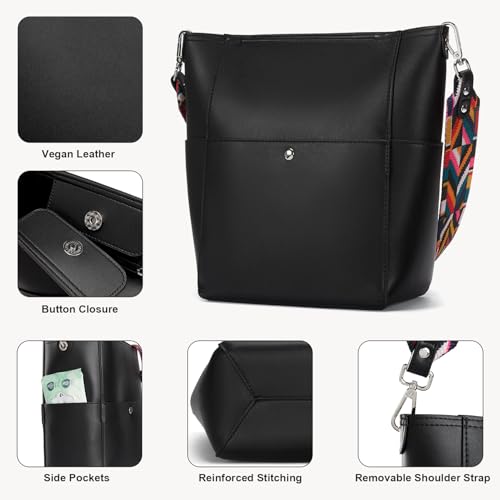 BOSTANTEN Women's Leather Designer Handbags Tote Purses Shoulder Bucket Bags4