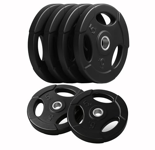 Image of WATSON 3 Cut Rubber Coated Metal Weight Lifting Bar Plates With Metal Bush Compatible Upto 30mm Gym Rods, Home Gym Weight Plates For Men & Women (30Kg Set (5Kgx6))