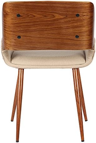 Armen Living Panda Mid-Century Dining Chair in Walnut Finish and Brown Fabric - Set of 4 - Thumbnail 3