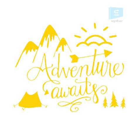 SIGN EVER Adventure Awaits Mountain Sun Tent Vehicle Decals Car ...