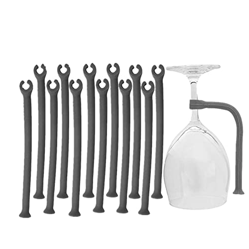 JinYu Lot de 12 supports flexibles en silicone pour verres à pied pour lave-vaisselle, verres à vin, attaches en silicone pour lave-vaisselle, violet et bleu (gris)