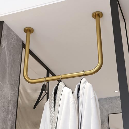 Perchero de techo de metal, capacidad de carga de 50 kg, moderno riel en forma de U para dormitorio y pasillo