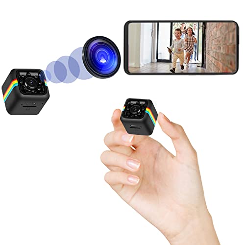 Spy Camera with Audio Mini Camera - WiFi Wireless Camera Nanny Cameras, 1080p HD Camera Home Security Camera,Night Vision Indoor/Outdoor Small Camera Record Real Time, Dog Pet Camera (Black)