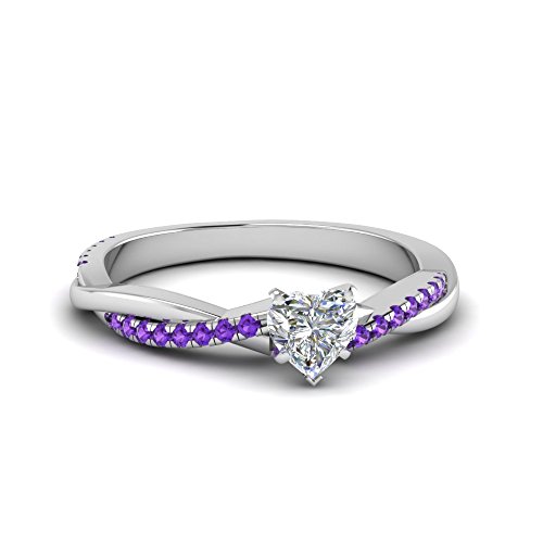 Image of 55Carat Choose Your Gemstone 925 Sterling Silver Infinity Twist Ring Crystal Heart Shape Side Stone Wedding Valentine Wear Promise Ring with Pave Setting for Women Size US 4 to 12