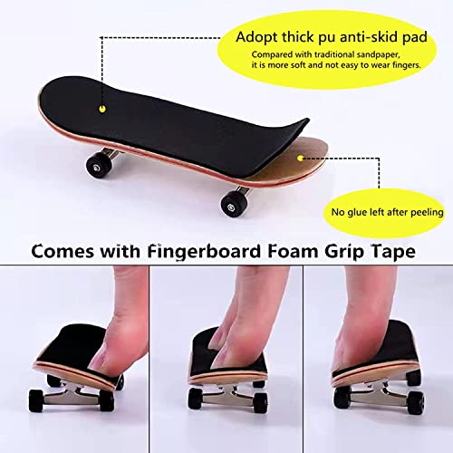 Wooden Fingerboard, Mini Finger Skateboards Toys, Professional Finger Board Ultimate Sport Training Props With Fingerboard Non Slip Foam Grip Tape & Screwdriver, Gifts For Kids Finger Skater (A) #TOP2
