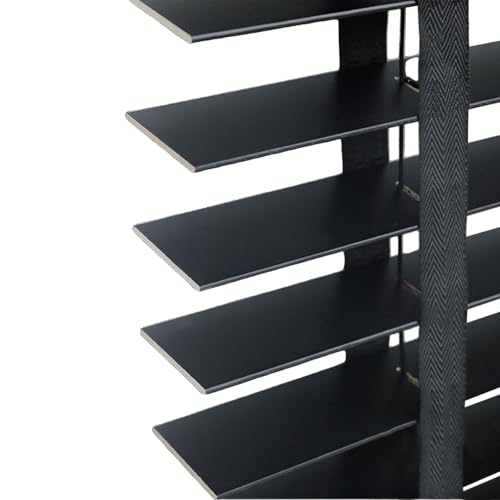 Persianas Venecianas De Madera Maciza Natural Estores Venecianas Horizontales Lamas De 5cm Cortinas De Privacidad para Ventanas Puertas Balcones(Negro)