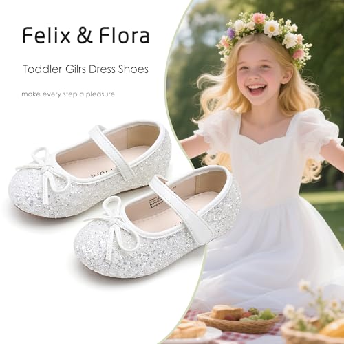 Image of Felix & Flora Toddler Flower Girl Dress Shoes - Girl Ballet Flats Party School Shoes Wedding