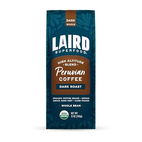 Laird Superfood Peruvian Dark Roast Caffeinated Whole Bean Coffee Cover