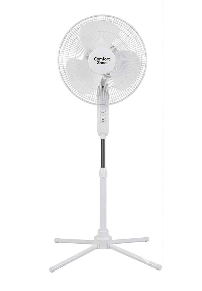 Photo 1 of ***STOCK PHOTO FOR REFERENCE ONLY***Comfort Zone Stand Fan, 16 inch Pedestal Fan for Bedroom, 3 Speed Floor Fan, 90 Degree Oscillation, Adjustable Height, Adjustable Tilt, Oscillating Air Circulator, Quiet Fan for Home or Office, White