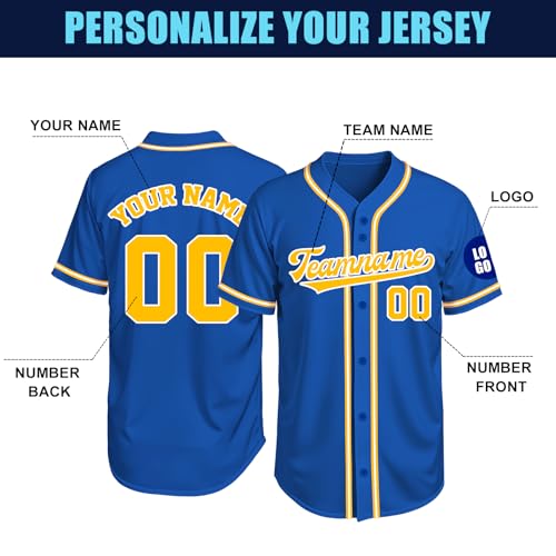 Image of Custom Baseball Jersey Personalized Stitched or Printed Name Number Baseball Shirt Sports Uniform Gifts for Men Women Youth