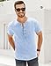 Mens Vintage T Shirts V Neck Short Sleeve Cotton Henley Shirts Casual Button Down Distressed Shirts