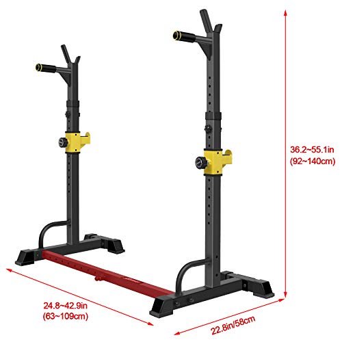 UBOWAY Barbell Rack Squat Stand Adjustable Bench Press Rack 550LBS Max Load Multi-Function Weight Lifting Home Gym Fitness
