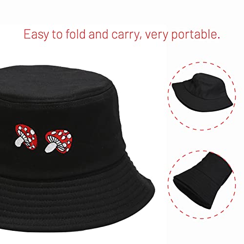 Image of Cotton Bucket Hat for Women Men Summer Travel Sun Beach Bucket Cap, Unisex Outdoor Fisherman Hat