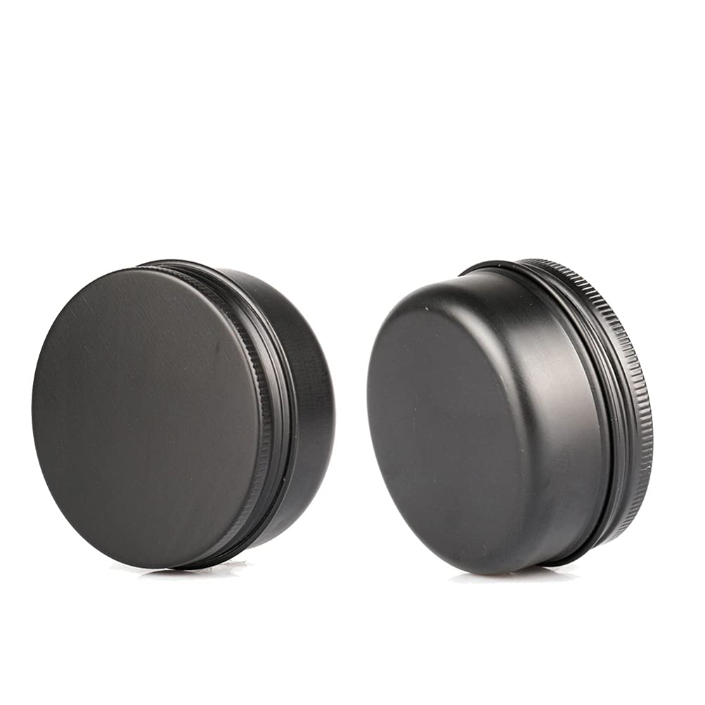 50 sztuk 50 ml czarnych aluminiowych słoików z zakręcanymi pokrywkami do kosmetyków, rękodzieła, przechowywania i przechowywania zawiera łyżki i etykiety