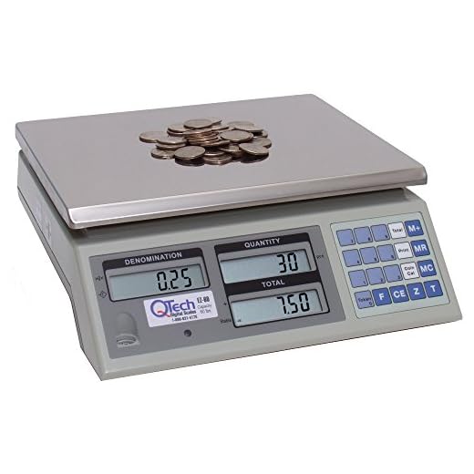 QTech EZ-60 Coin Counting Scale (60lb Capacity) - Displays US Coin Counts & Dollar Value