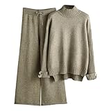 Conjuntos cómodos para Estar en casa para Mujer: Jersey de Punto de Manga Larga y pantalón Ancho, Estilo Deportivo. Colección 2025.