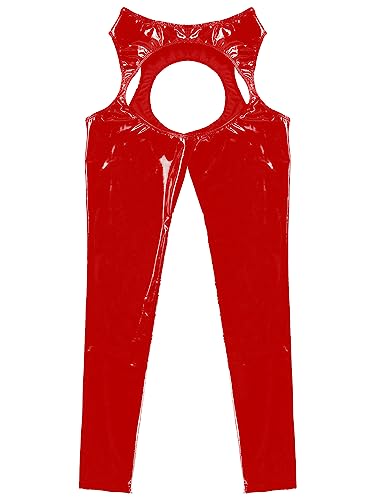 Womens Wet Look Leather Cutout Pantyhose Thigh-High Shiny Metallic Suspender Tights Leggings3