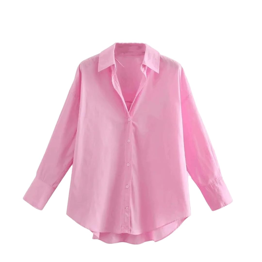 Elegante camisa suelta para mujer, casual, de algodón, con botones, manga larga, irregular, vintage, blusa de oficina