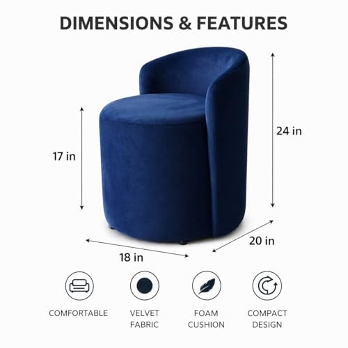 Image of Jaico Wood Seating mudda Puffy Stool Chair for Living Room, Dressing Table, Office, Home Decor, Ottoman pouffes, Sofa Type, and Large .Ottoman and Chair Combined into one (Blue)