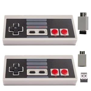 ZAMPAM Wireless Controller for Mini NES (Only Work with Original Mini NES) – With USB Wireless Adapter Compatible with PC, Mac OS, Raspberry PI add Turbo Function 2 PACKS