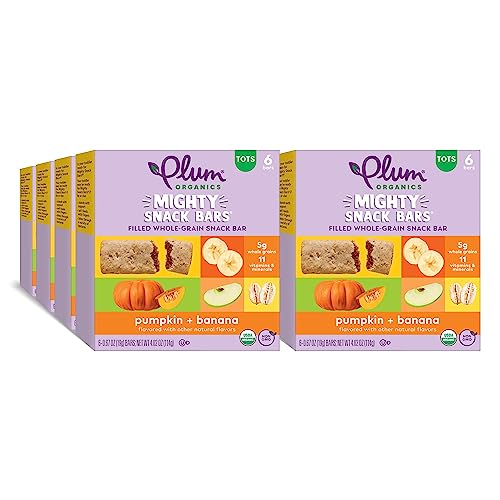 Plum Organics Mighty Snack Bars – Pumpkin and Banana – 0.67 oz Bars (Pack of 48) – Organic Fruit and Vegetable Toddler Food Snack Bars