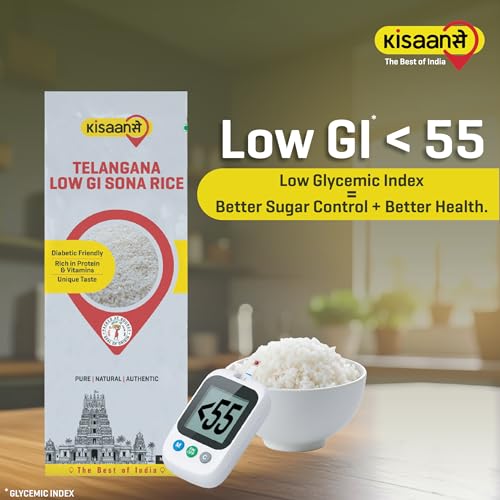 Image of KisaanSay Sugar Control Rice- Telangana Sona Rice (5 KG) | Lab Tested Low Glycemic| Diabetes-Friendly | Unpolished | High in Fiber & Nutrients | Traditionally Milled | Lightweight & Non-Sticky | supports healthy weight & blood sugar