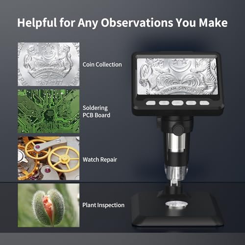 Image of Microscope, 1000x Coin Magnifier, 1080P Coin Microscope with Lights, LCD Digital Magnifying Glass, Photo and Video Capability, Support PC View Windows and MacOS, Ideal for Coin and Jewelry Collectors