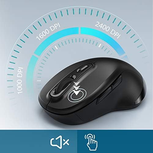 Wireless Bluetooth Mouse, 2.4G Wireless & Bluetooth 4.0 Dual-Mode Mice for PC Computer Laptop Macbook Tablet Smart Phone iPad iPhone, Black