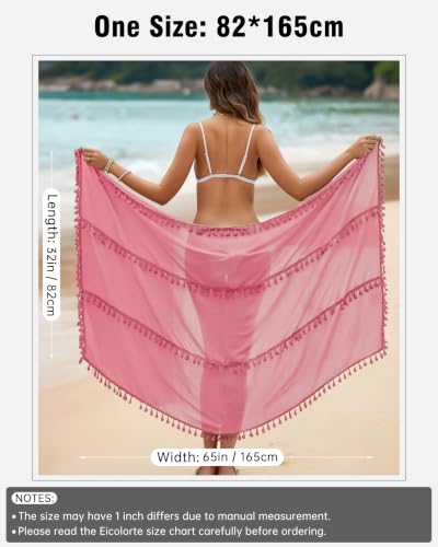Image of Eicolorte Sarong Cover Up Womens Beach Cover Up Bikini Bathing Suit Swimsuit Swimwear Coverup Sarong Pareo Wraps for Women