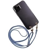 スマ通 シンプルスマホ5 (A001SH) 対応 ケース ハードケース スマホケース 汚れ防止 軽量 ポリカーボネート プラスチック ショルダー ストラップ付き クリア ケース くすみカラー ストラップ色(J-ブルー) hard-hole