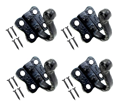 TERF® Traditional Vintage Style Antique Black Coat Hooks 50mm (2 inch) Wall Mounted & Door Hooks Hat Coat Robe Hooks for Bathroom Bedroom Kitchen Office Drawing Room with Fixing Screw