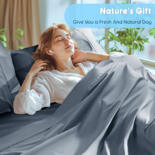 Image of SONORO KATE 1000 Series 100% Egyptian Cotton Sheets,Extra Deep Pocket | 18-24 Inch Extra Deep Pocket,Soft & Breathable,5-Star Hotel Sateen Bed Sheets,All Season,4pc,French Blue