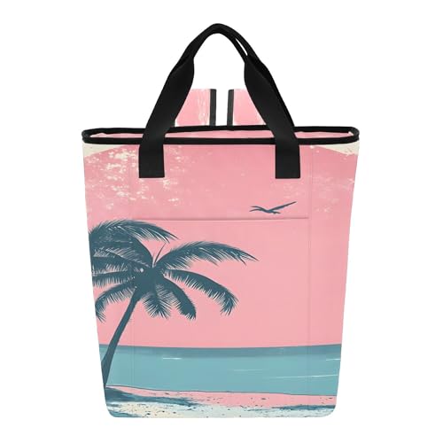 PYBUG Tropical Palm Trees Reusable Insulated Backpack 36 Cans,Large Leakproof Portable Cooler Tote Organizer for Office Picnic Hiking Beach BBQ