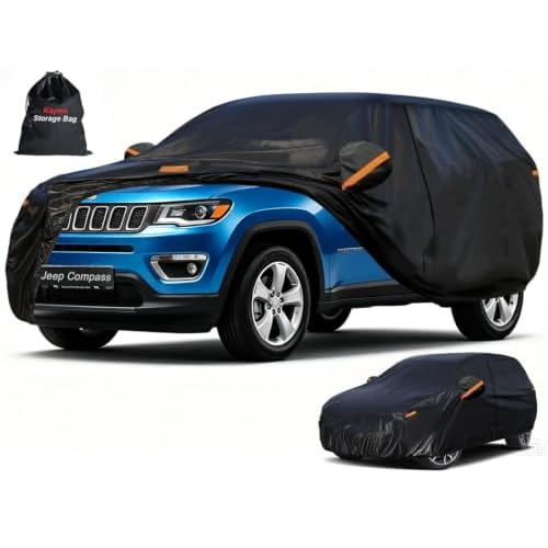 Kayme 7 Layers SUV Car Cover Custom Fit for Jeep Compass (2006-2025) Waterproof All Weather for Automobiles, Outdoor Full Cover Rain Sun UV Protection.Black