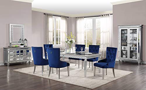 Acme Furniture Varian Dining Table, Mirrored & Antique Platinum #TOP1