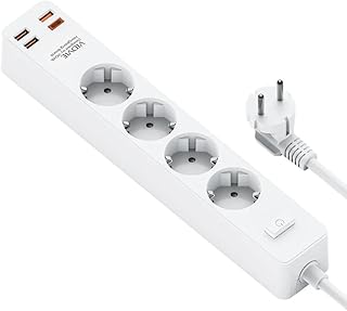 Vidvie Power Strip Sockets & Charger, 3 USB-A Ports & 1 Type-C PD Port, 1.8M Cable Length