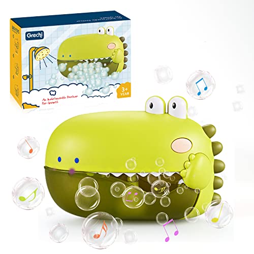 Image of Dinosaur Baby Bath Toys,Toddler Bath Bubble Machine Bathtub Toy, 250ML Capacity 1000+ Bubbles Per Minute, 12 Children’s Songs, Shower Bath Toy Bubble Maker, Present for Baby Kids