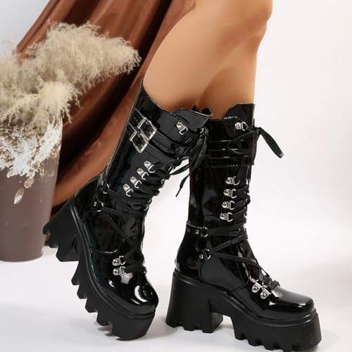 Image of Ulalaza Women Mary Jane Dress Pumps Lolita Shoes Cute Platform Gothic Double Ankle Strap Round Toe Chunky Heel Uniform Pumps Shoes Perfect for School Party Business Work Dance Date Night Club